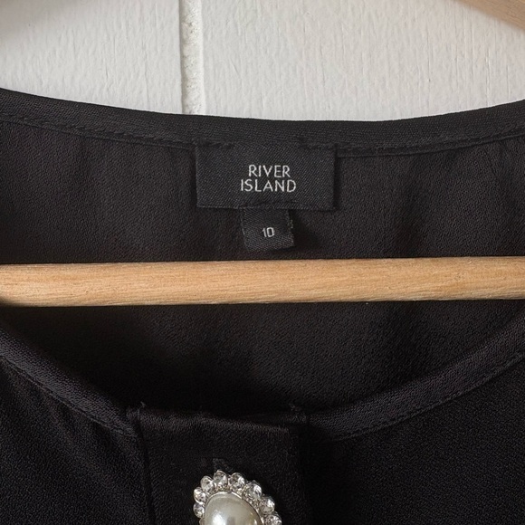 River Island Black Buttoned Tank Top Size 10 - Picture 3 of 3